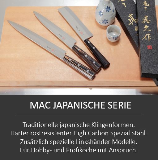 MAC Messer Japanische Serie, traditionelle japanische Klingenformen, rostresistenter High Carbon Spezial Stahl